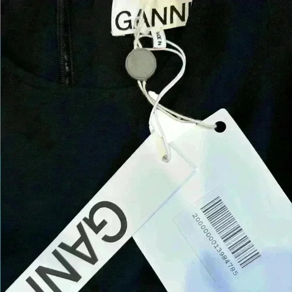 Ganni Dress Women's Size Large Clark Mini In Black - Picture 5 of 5